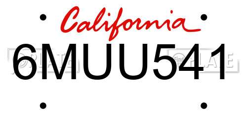 6MUU541 California License Plate