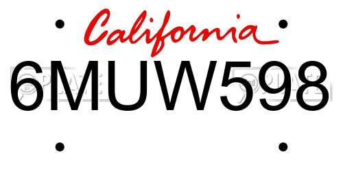 6MUW598 California License Plate