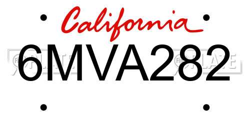 6MVA282 California License Plate