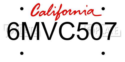 6MVC507 California License Plate