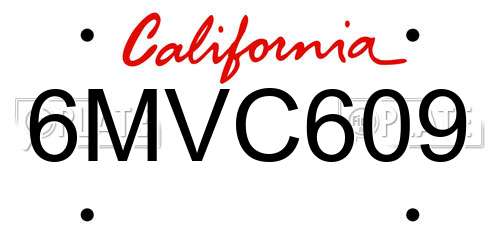 6MVC609 California License Plate