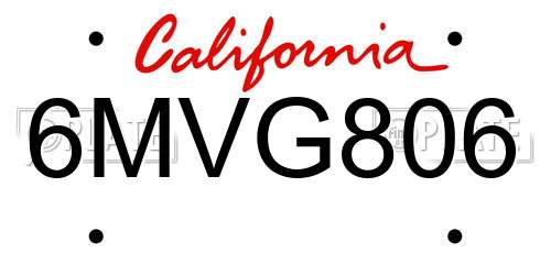 6MVG806 California License Plate