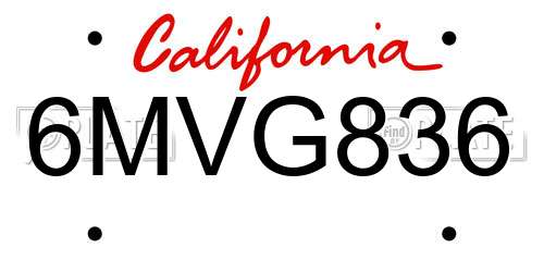 6MVG836 California License Plate