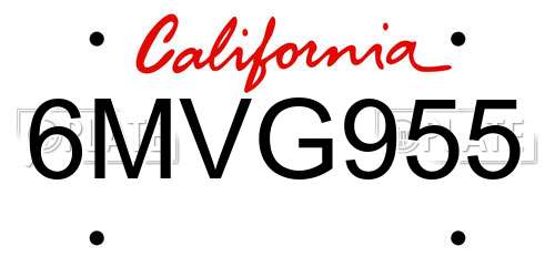6MVG955 California License Plate