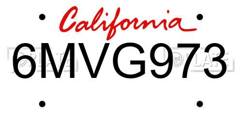 6MVG973 California License Plate
