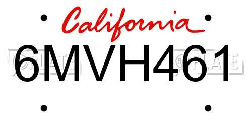 6MVH461 California License Plate
