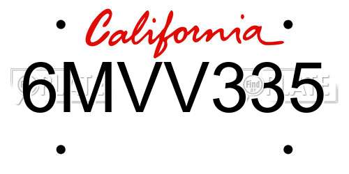 6MVV335 California License Plate