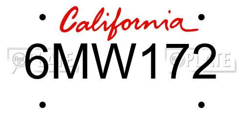6MW172 California License Plate