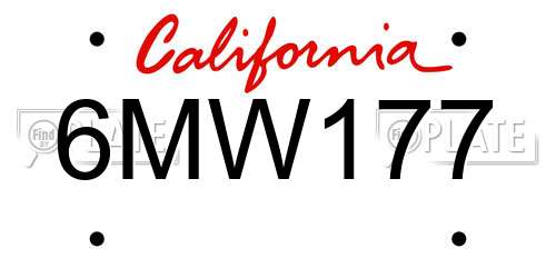 6MW177 California License Plate