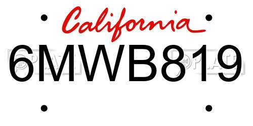 6MWB819 California License Plate