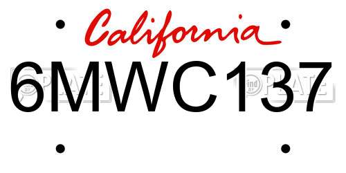 6MWC137 California License Plate