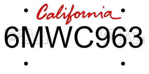 6MWC963 California License Plate