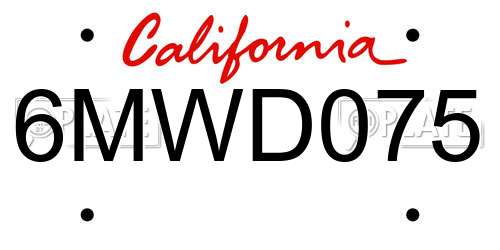 6MWD075 California License Plate