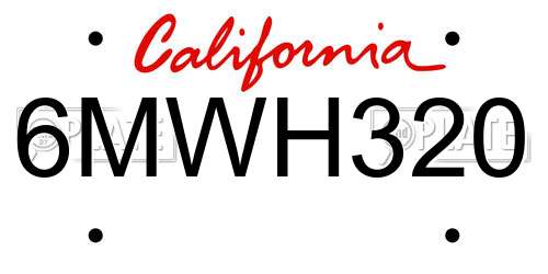 6MWH320 California License Plate