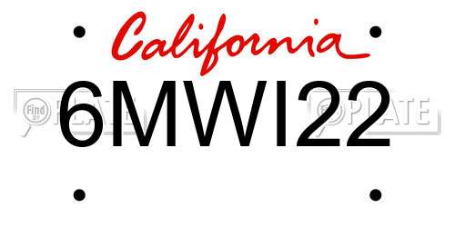 6MWI22 California License Plate