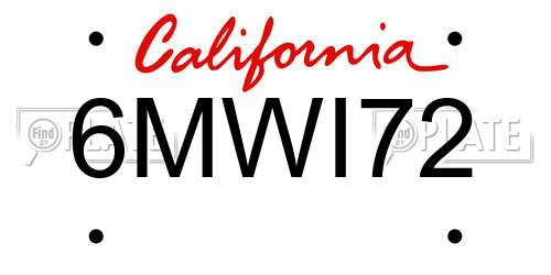 6MWI72 California License Plate