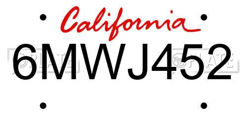 6MWJ452 California License Plate