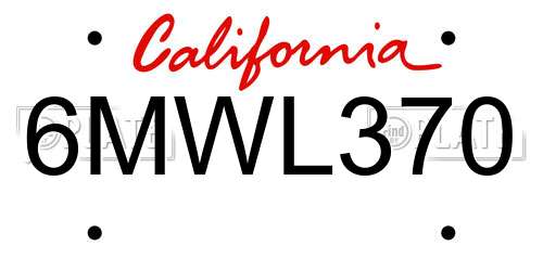 6MWL370 California License Plate