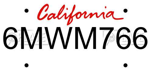 6MWM766 California License Plate