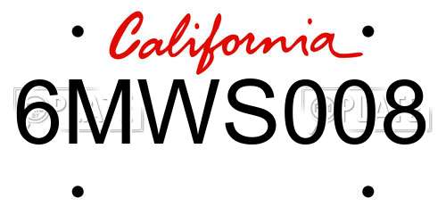 6MWS008 California License Plate
