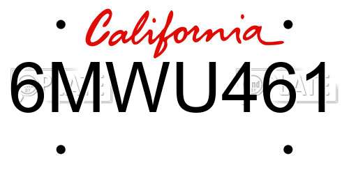 6MWU461 California License Plate