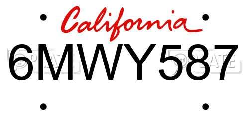 6MWY587 California License Plate