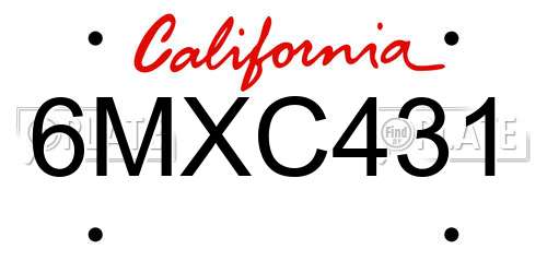 6MXC431 California License Plate