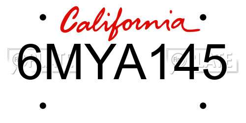 6MYA145 California License Plate