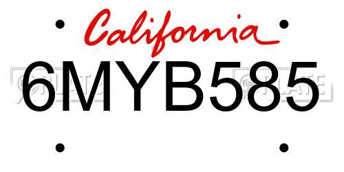6MYB585 California License Plate