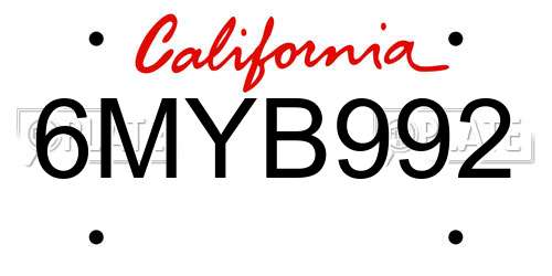6MYB992 California License Plate