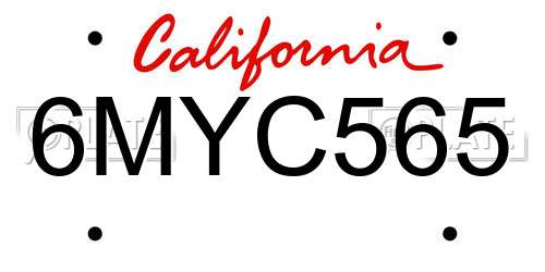 6MYC565 California License Plate