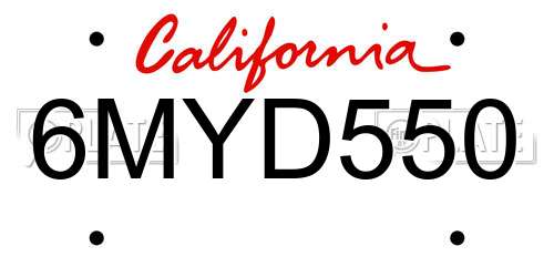6MYD550 California License Plate