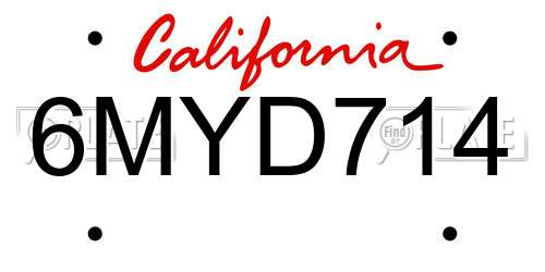 6MYD714 California License Plate