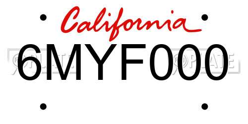 6MYF000 California License Plate