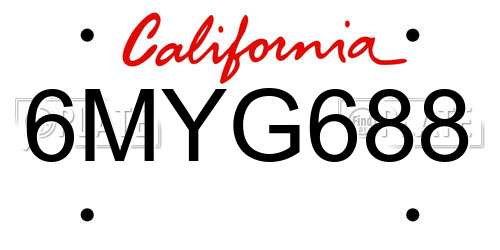 6MYG688 California License Plate