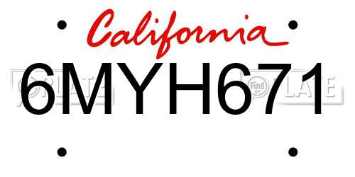 6MYH671 California License Plate