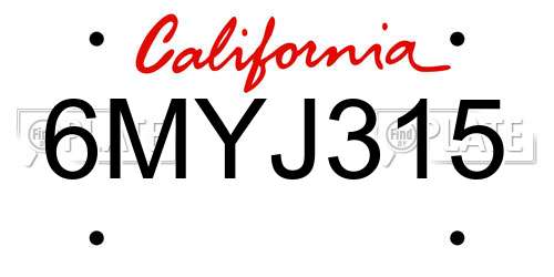 6MYJ315 California License Plate