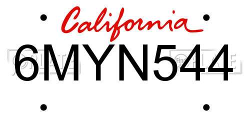 6MYN544 California License Plate