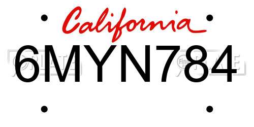 6MYN784 California License Plate