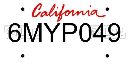 6MYP049 California License Plate