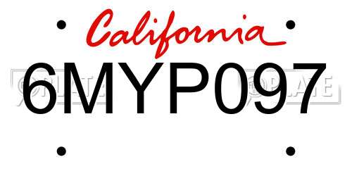 6MYP097 California License Plate