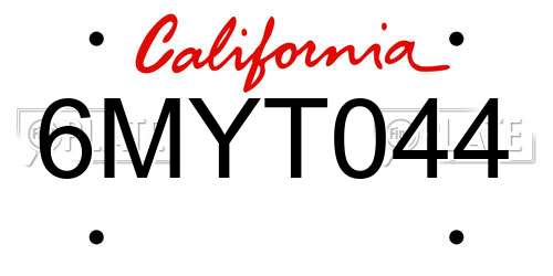 6MYT044 California License Plate