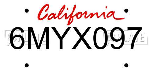 6MYX097 California License Plate