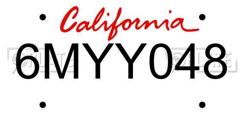 6MYY048 California License Plate