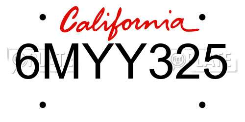 6MYY325 California License Plate