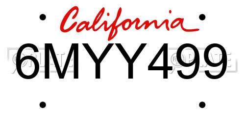 6MYY499 California License Plate