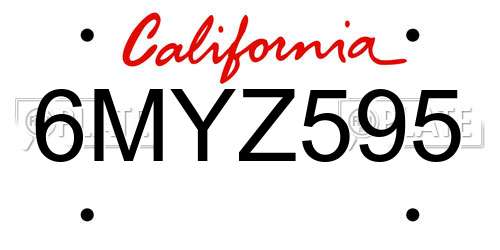 6MYZ595 California License Plate
