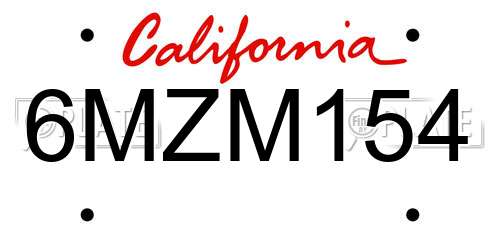 6MZM154 California License Plate