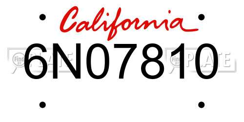 6N07810 California License Plate