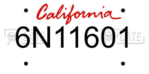 6N11601 California License Plate